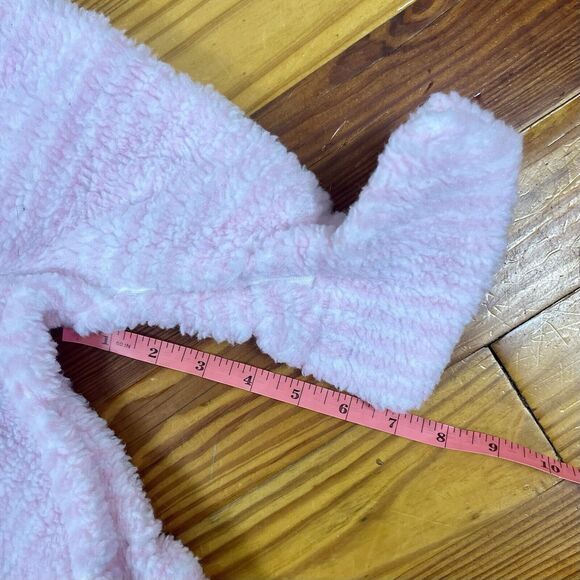 Vtg 80s Girl 0-6 Mth 1 piece Bunting Pram Fleece Suit Hood Zip Stripes Cuff USA - Picture 5 of 16